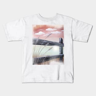 Wheatgrass and Old Wooden Fence Kids T-Shirt